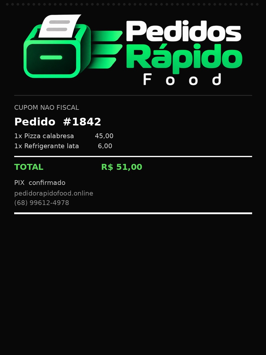 Cupom Pedidos Rápido Food